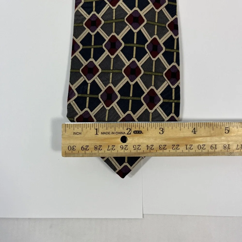 Mallory and Church Mens Tie  3.75 in W x L 58 in Silk Burgundy Black Green Tan